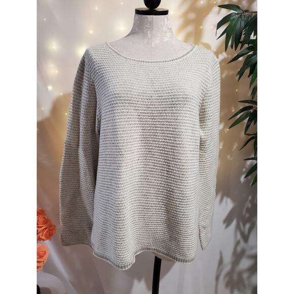 J. Crew Factory Chevron Stitch Boatneck Sweater Womens Size XL Wool Blend Knit - Picture 1 of 11